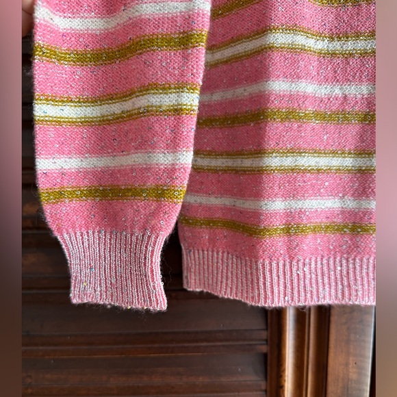 Happy Sheep crew neck  NWT Size Medium Pink-Green Sparkly with white stripes - Picture 10 of 10